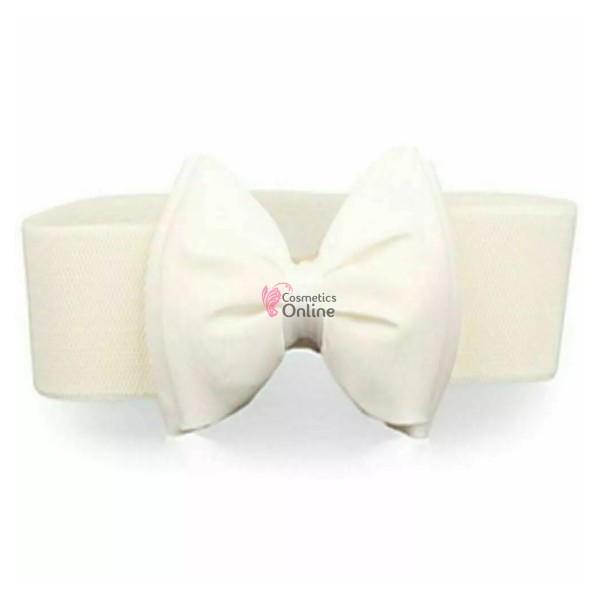 Centura eleganta din elastic cu funda BLT060DD Crem - HandMade